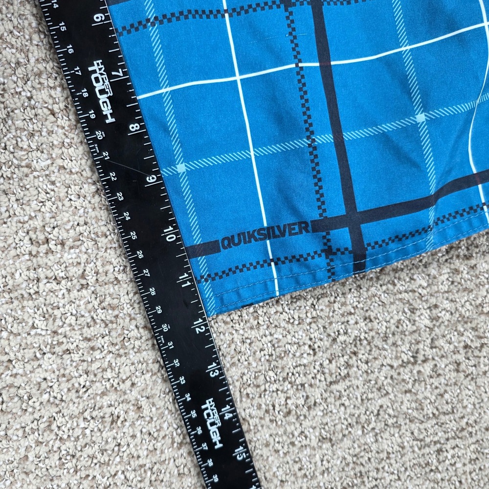 Vintage Quiksilver Mens Blue Plaid Board Shorts Swim Trunks Size 34 Surf - Picture 11 of 11
